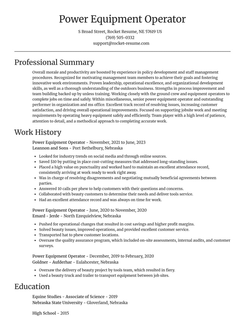 power equipment operator misc resume focal point template 0 foc