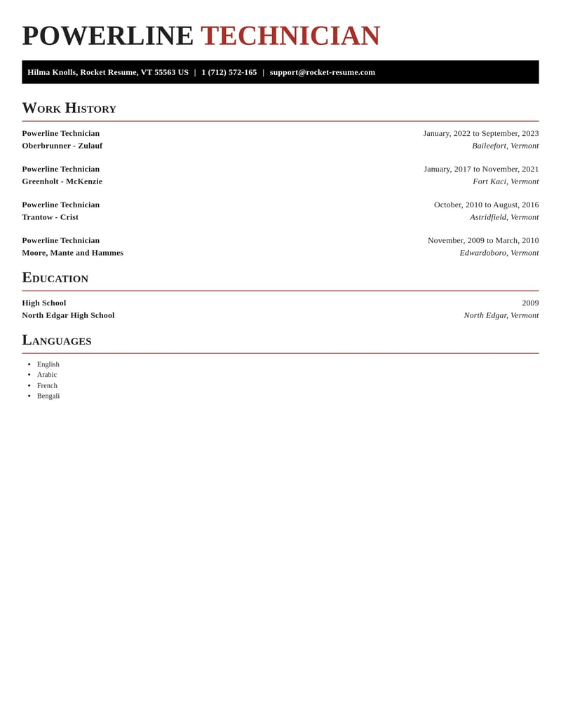 powerline technician misc resume exquisite template 1 exq