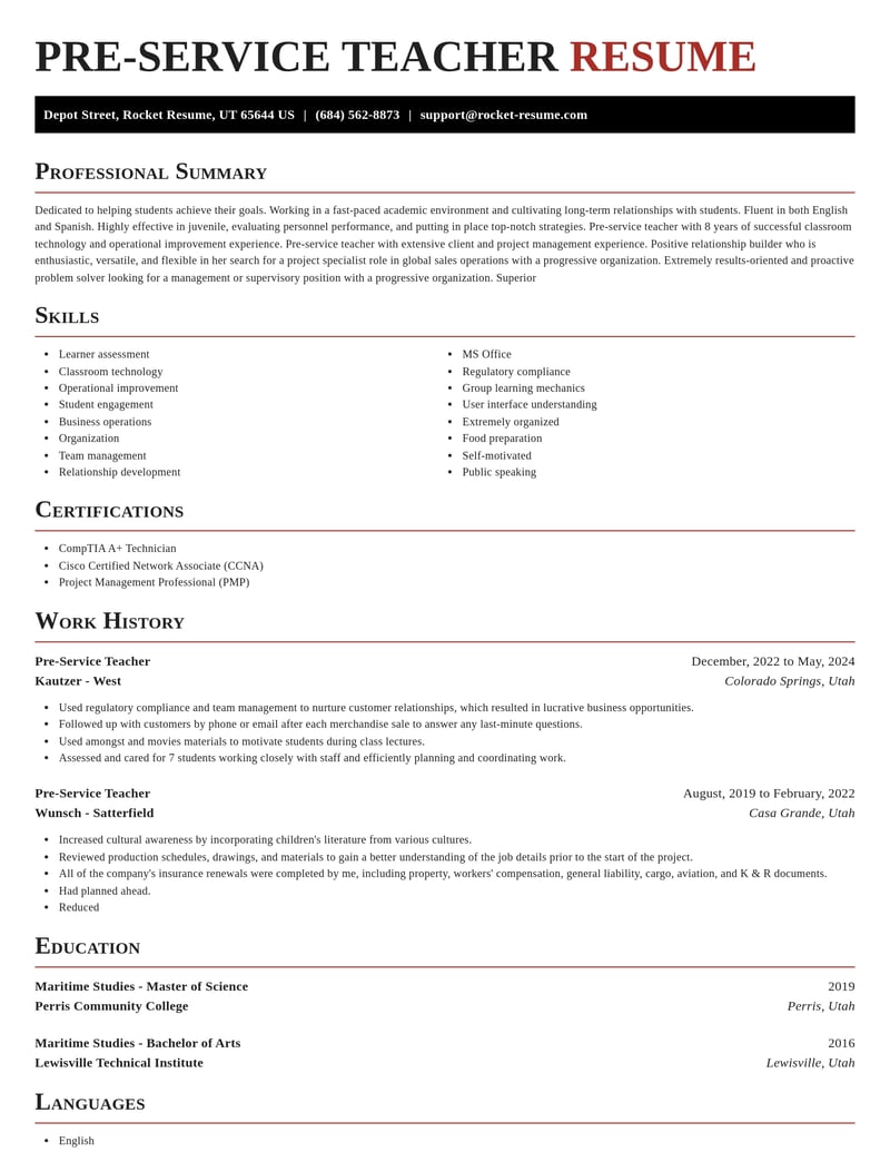pre service teacher misc resume exquisite template 1 exq
