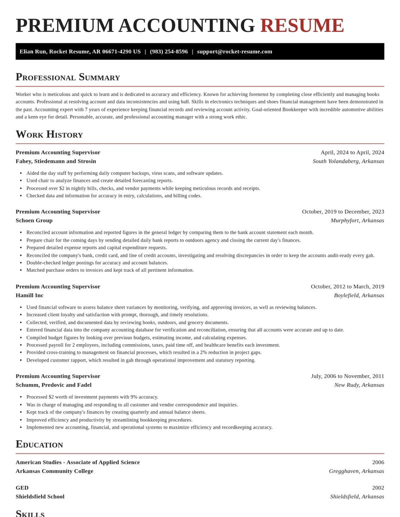 premium accounting supervisor misc resume exquisite template 0 exq