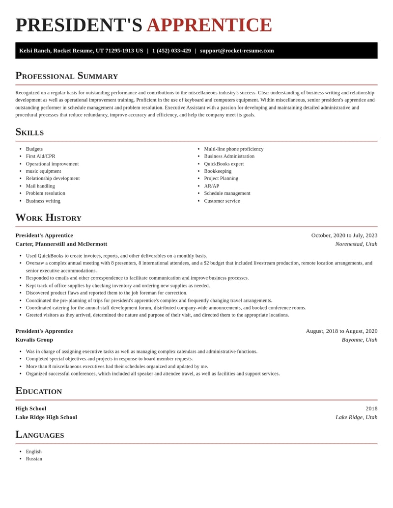 presidents apprentice misc resume exquisite template 2 exq