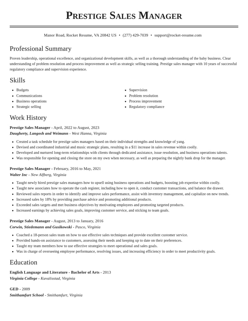 prestige sales manager misc resume classic template 0 cla