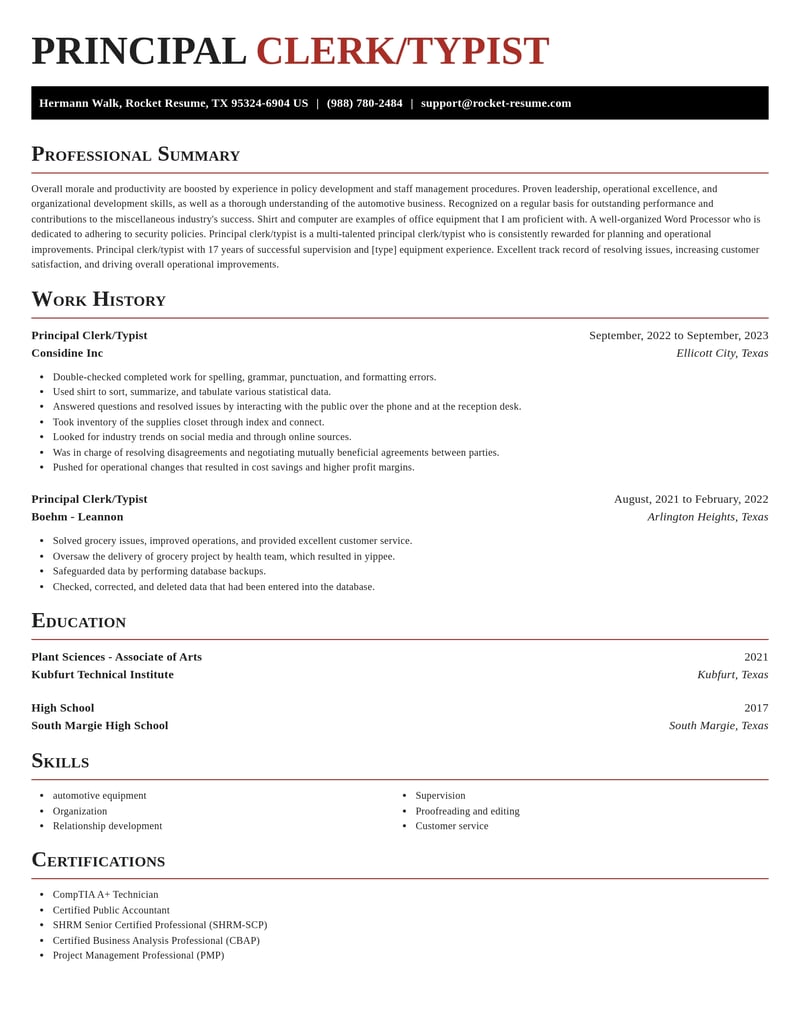 principal clerk typist misc resume exquisite template 0 exq