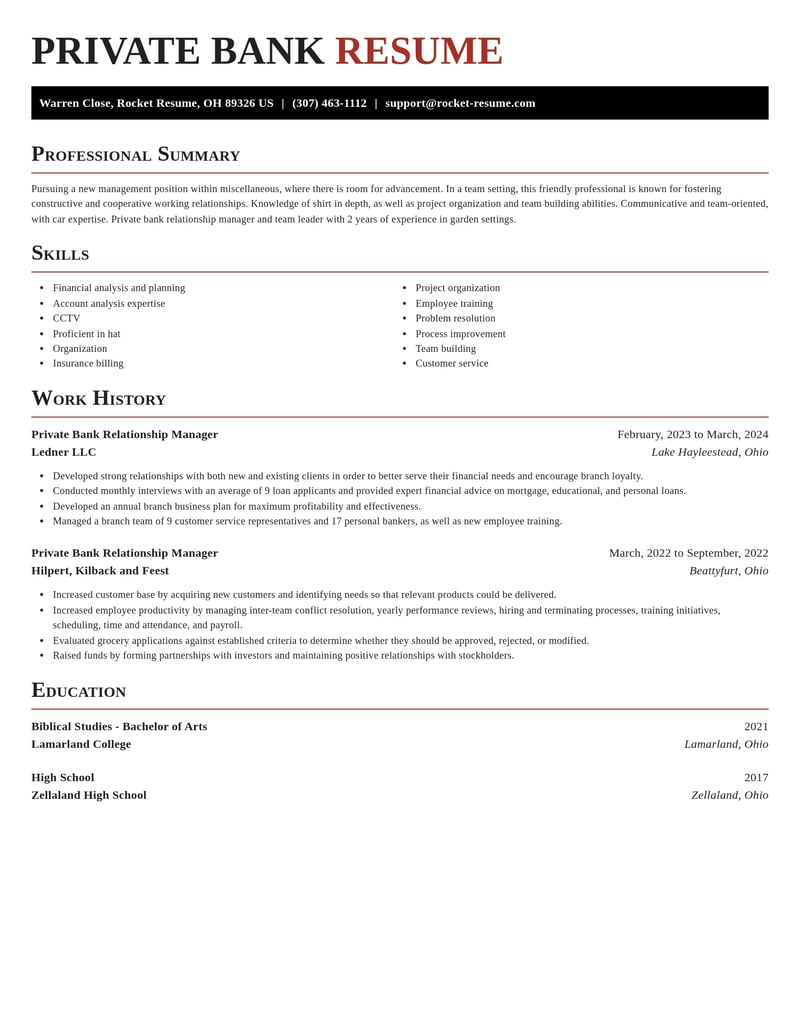 private bank relationship manager misc resume exquisite template 1 exq