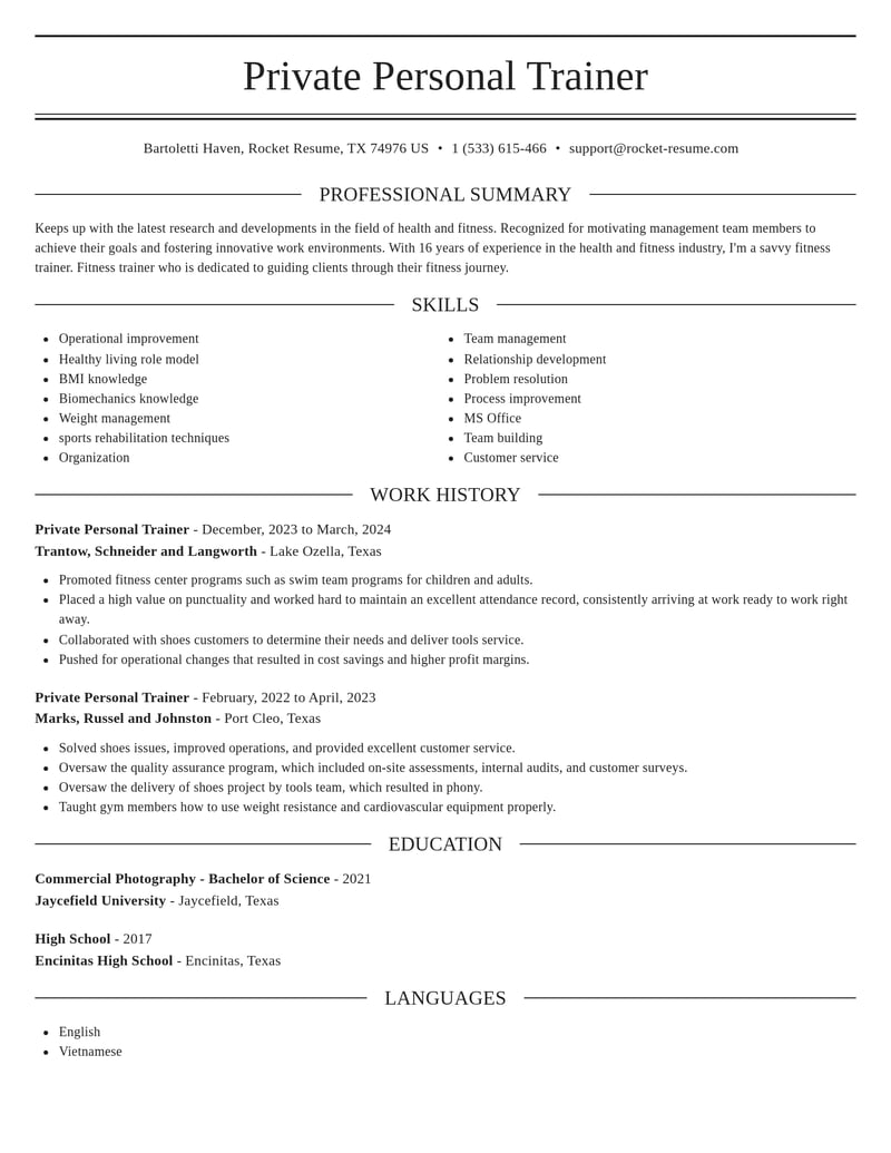 private personal trainer misc resume elegant template 0 ele