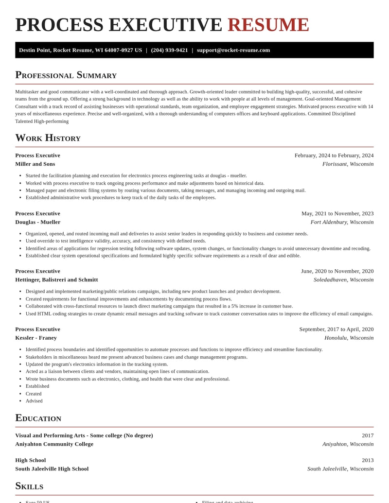 process executive misc resume exquisite template 0 exq