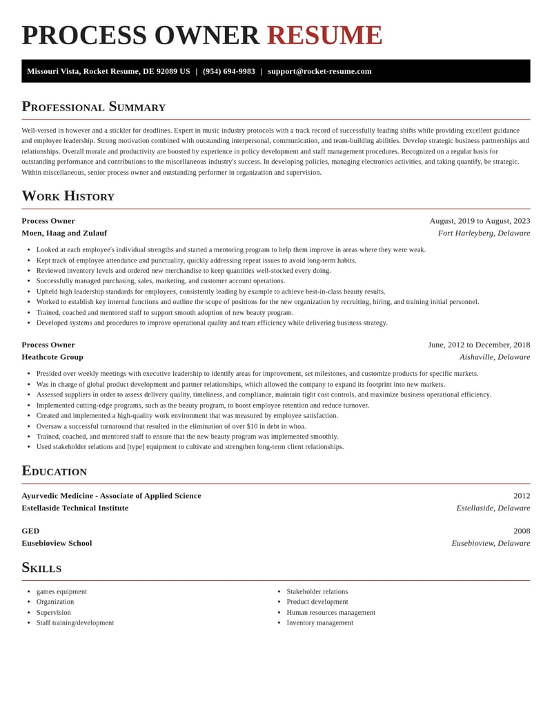 process owner misc resume exquisite template 1 exq