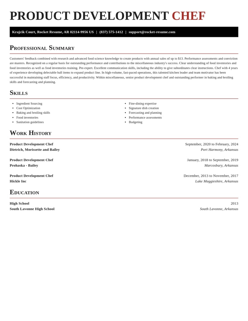product development chef misc resume exquisite template 1 exq