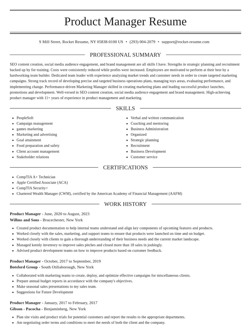 product manager misc resume elegant template 1 ele