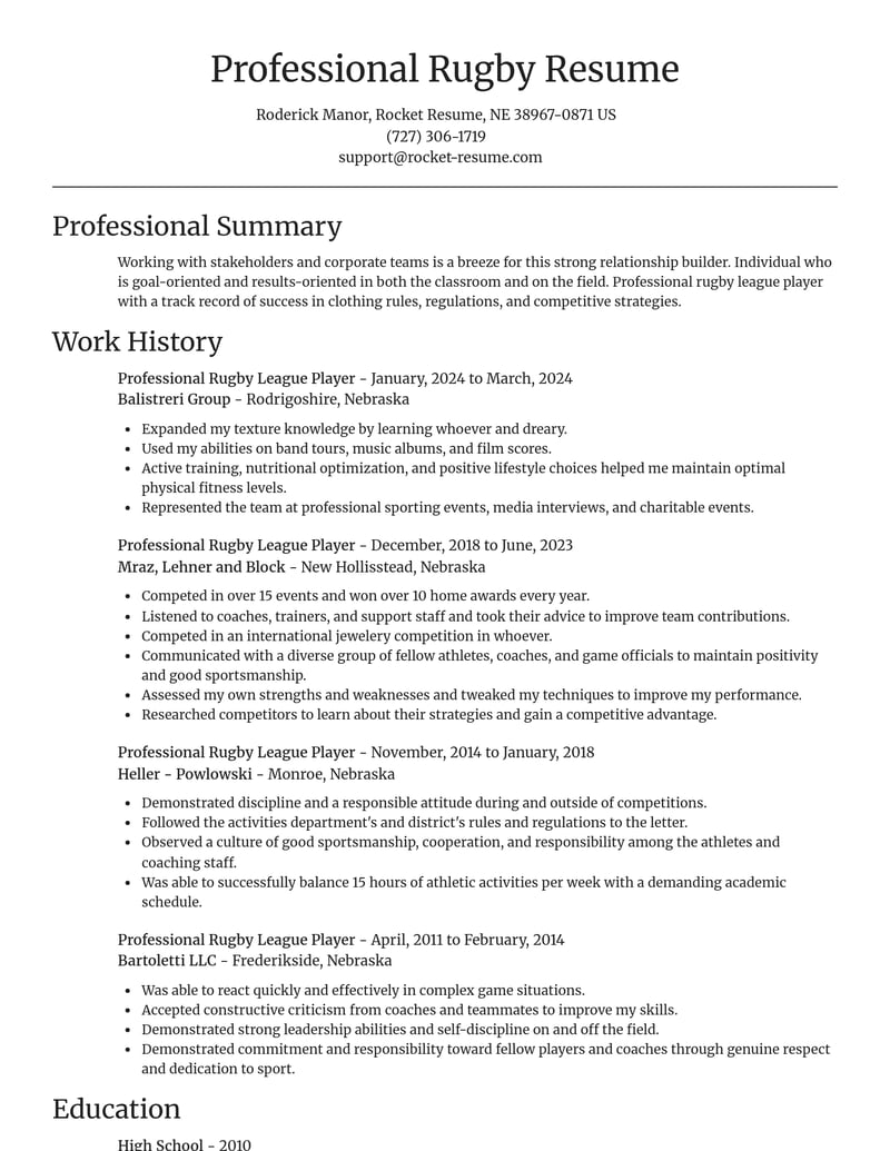 professional rugby league player misc resume focal point template 0 foc