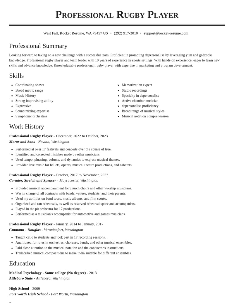 professional rugby player misc resume classic template 0 cla