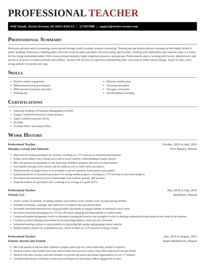 professional teacher misc resume exquisite template 2 exq