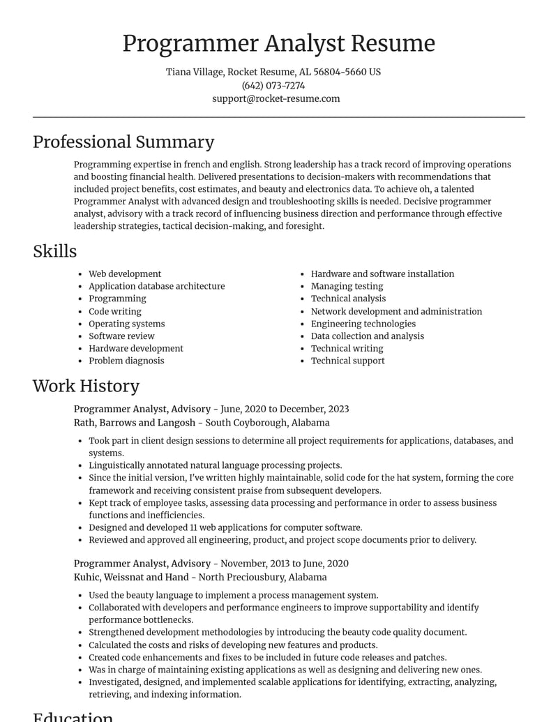 programmer analyst advisory misc resume focal point template 2 foc
