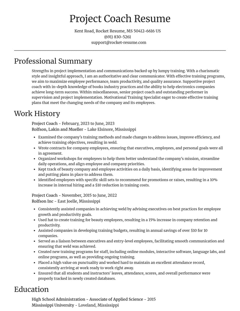 project coach misc resume focal point template 1 foc