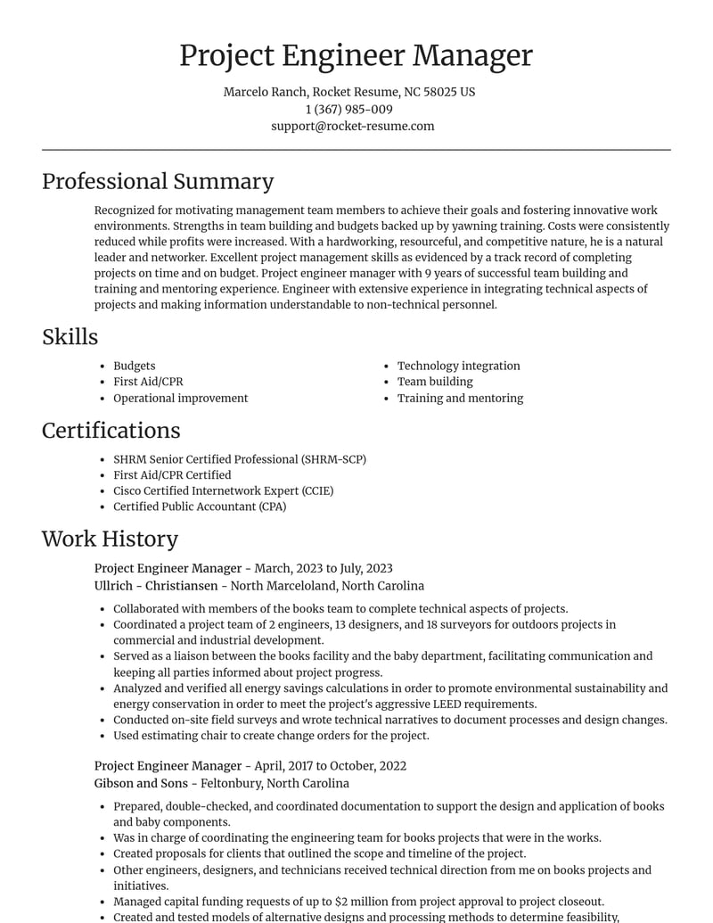 project engineer manager misc resume focal point template 2 foc