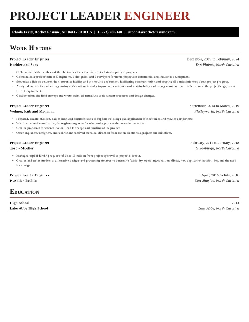 project leader engineer misc resume exquisite template 2 exq