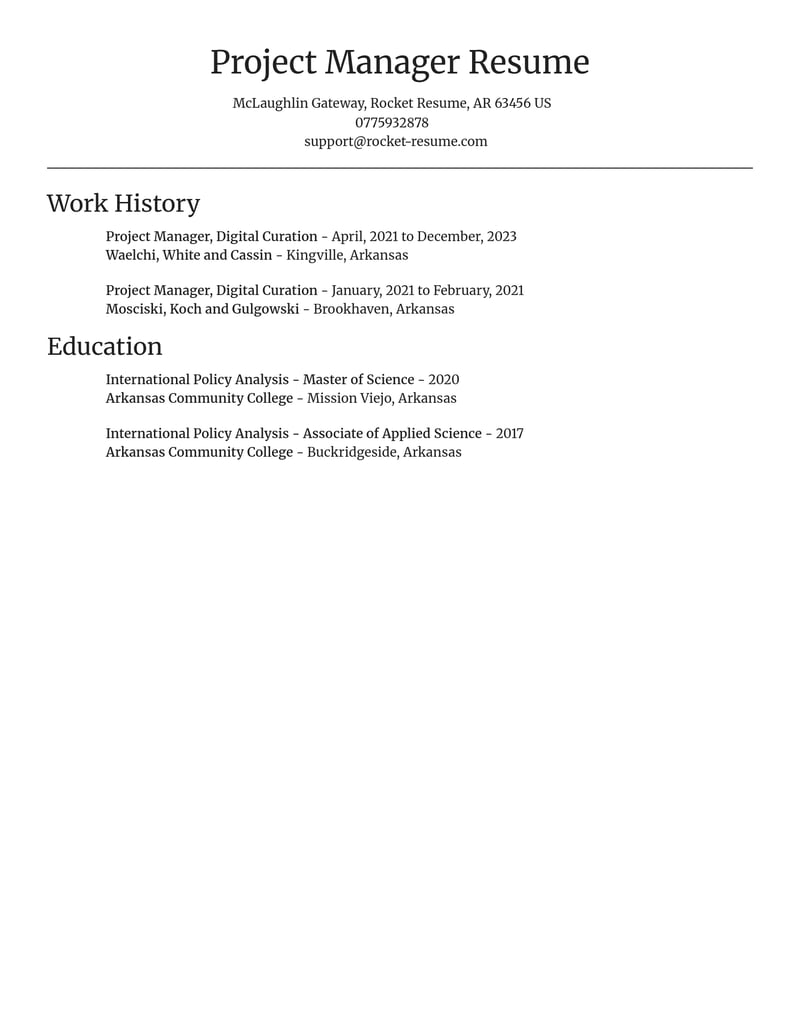 project manager digital curation misc resume focal point template 0 foc