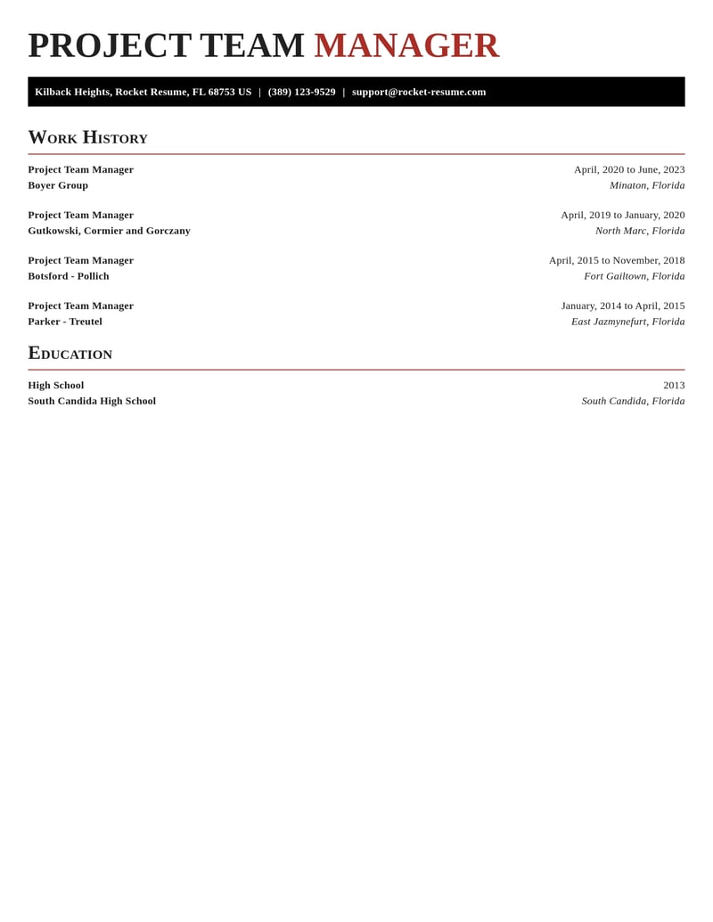 project team manager misc resume exquisite template 2 exq