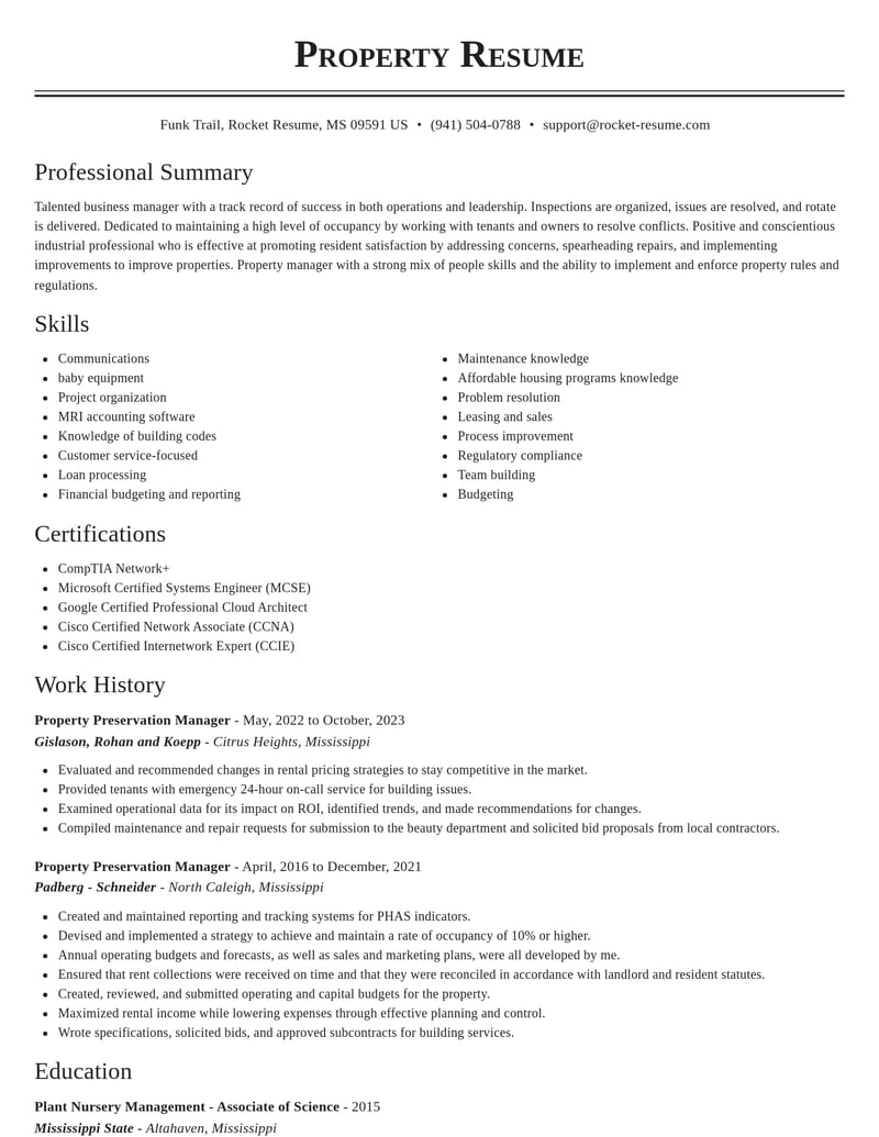 property preservation manager misc resume classic template 0 cla