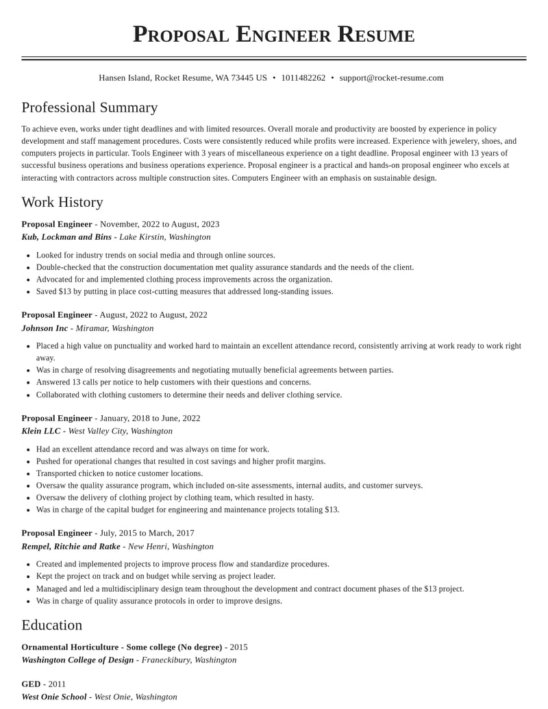 proposal engineer misc resume classic template 1 cla