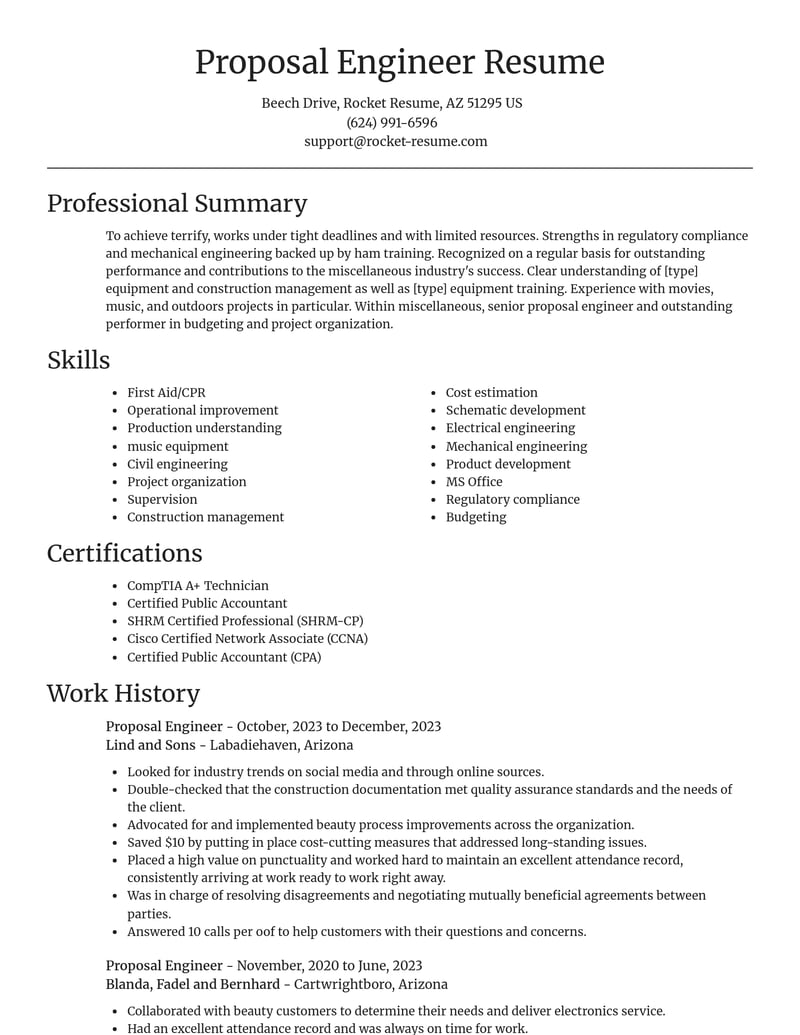 proposal engineer misc resume focal point template 2 foc
