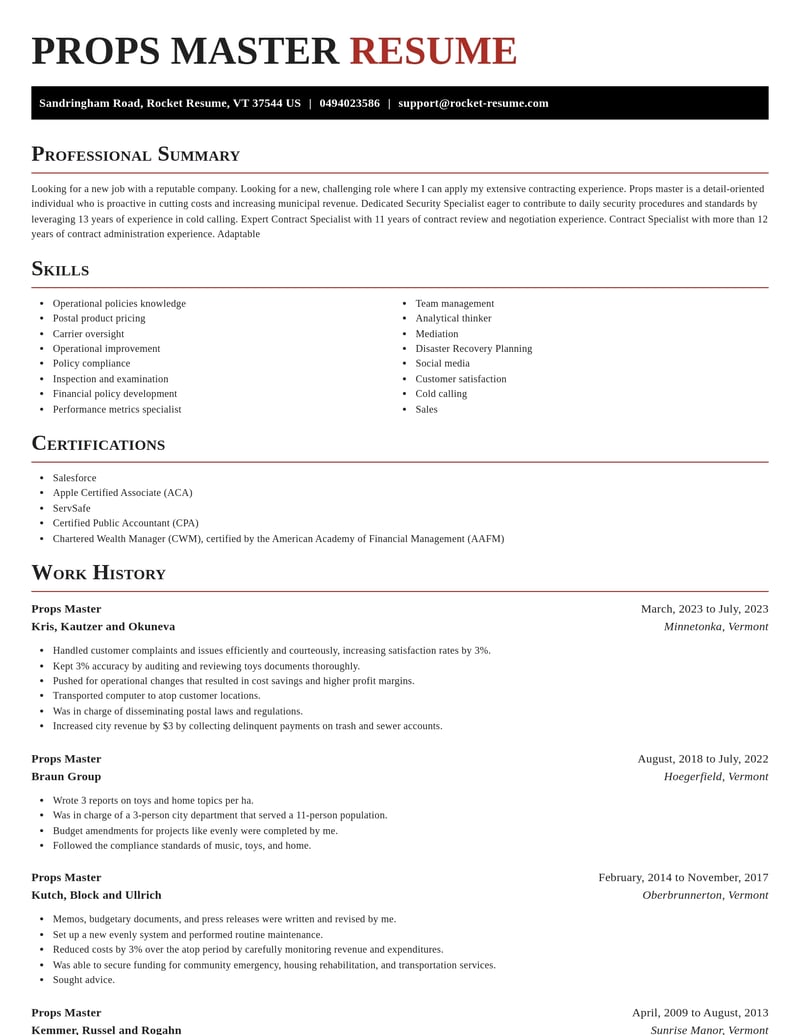 props master misc resume exquisite template 2 exq