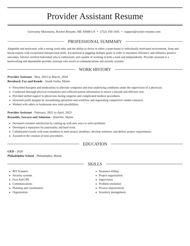 provider assistant misc resume elegant template 2 ele