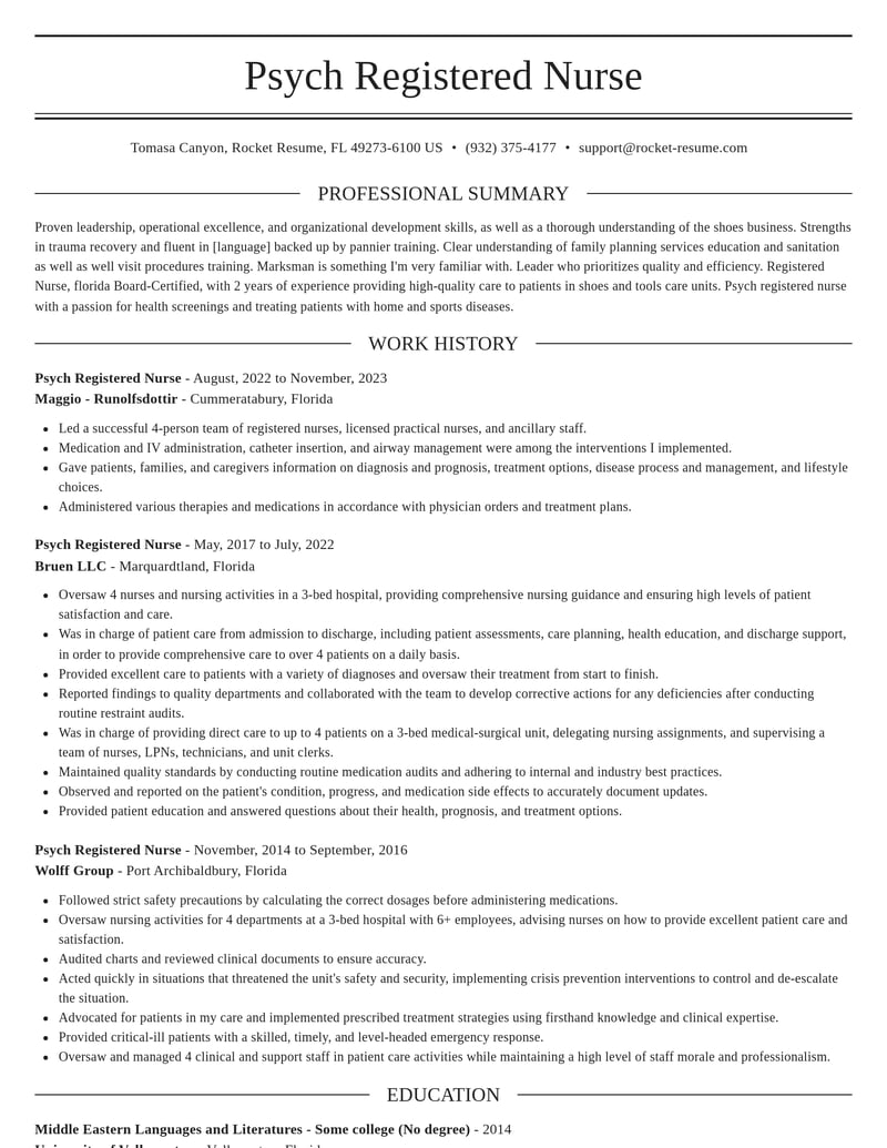 psych registered nurse misc resume elegant template 2 ele