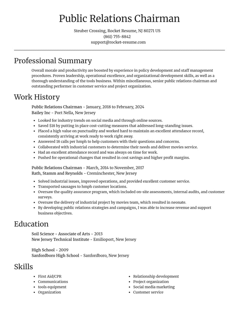 public relations chairman misc resume focal point template 0 foc