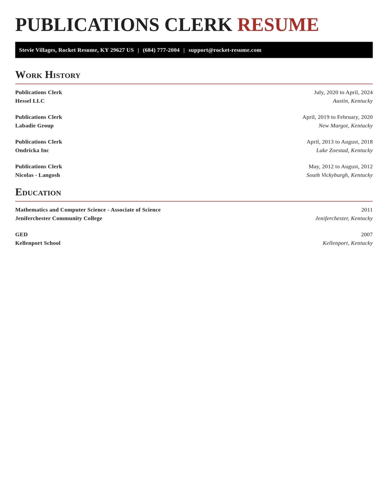 publications clerk misc resume exquisite template 2 exq