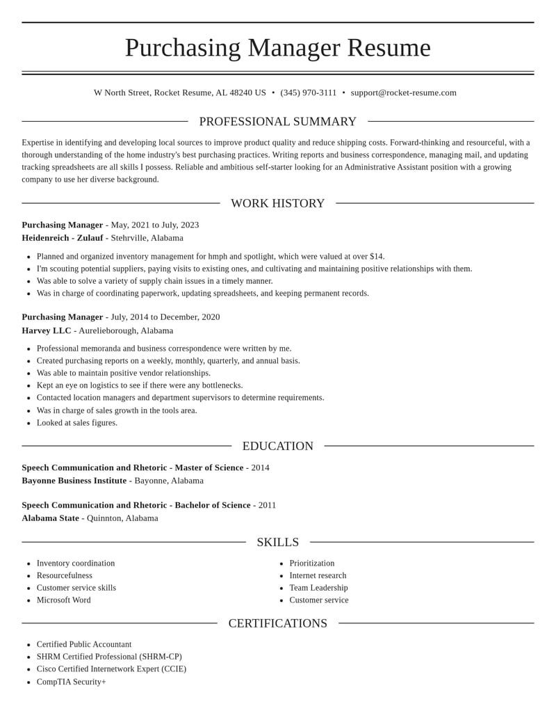 purchasing manager misc resume elegant template 2 ele
