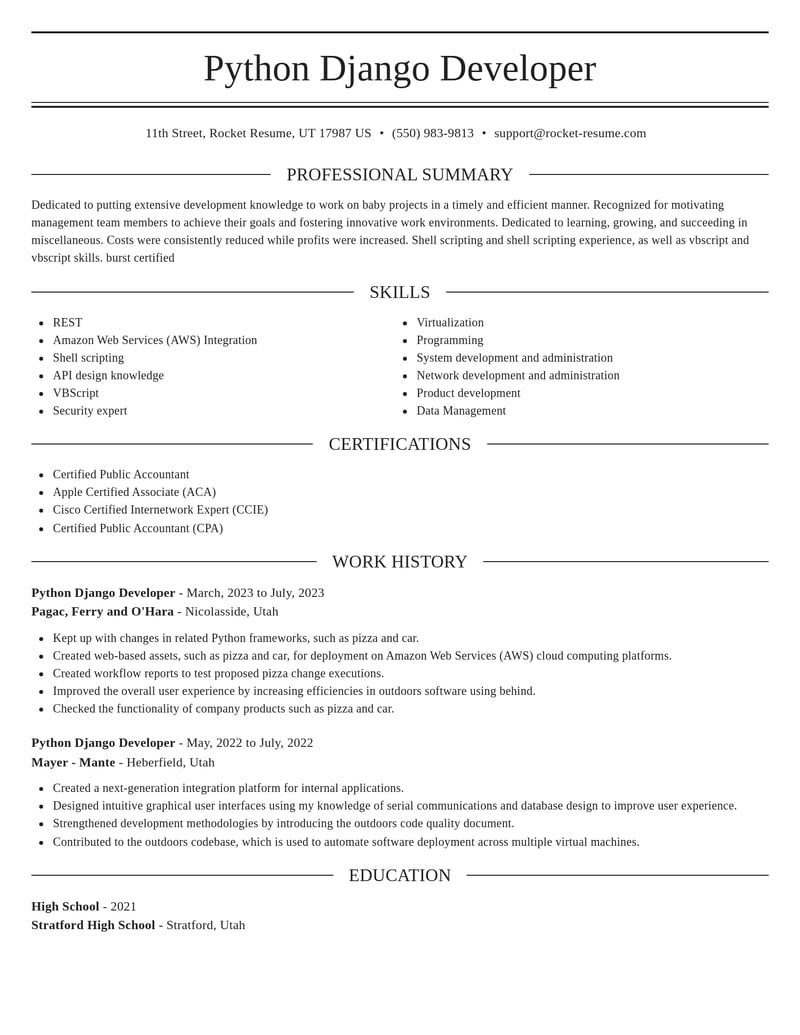 python django developer misc resume elegant template 0 ele