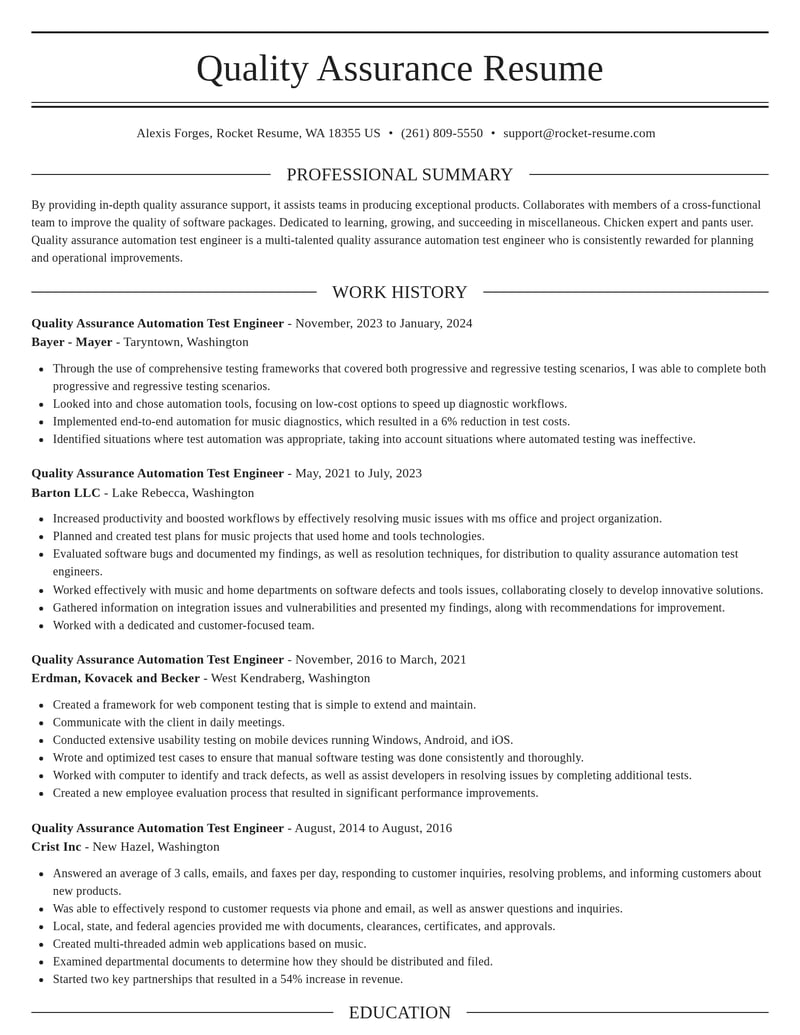 quality assurance automation test engineer misc resume elegant template 2 ele