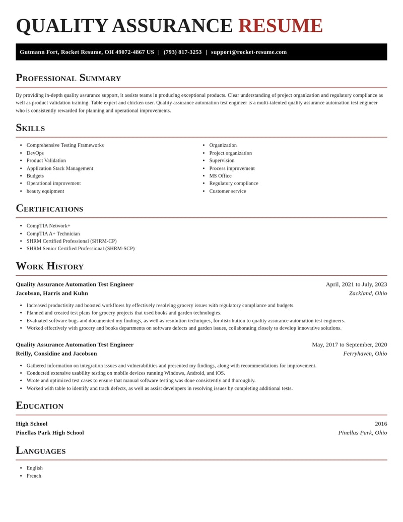 quality assurance automation test engineer misc resume exquisite template 2 exq