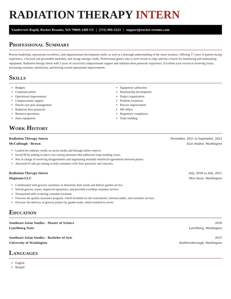 radiation therapy intern misc resume exquisite template 2 exq