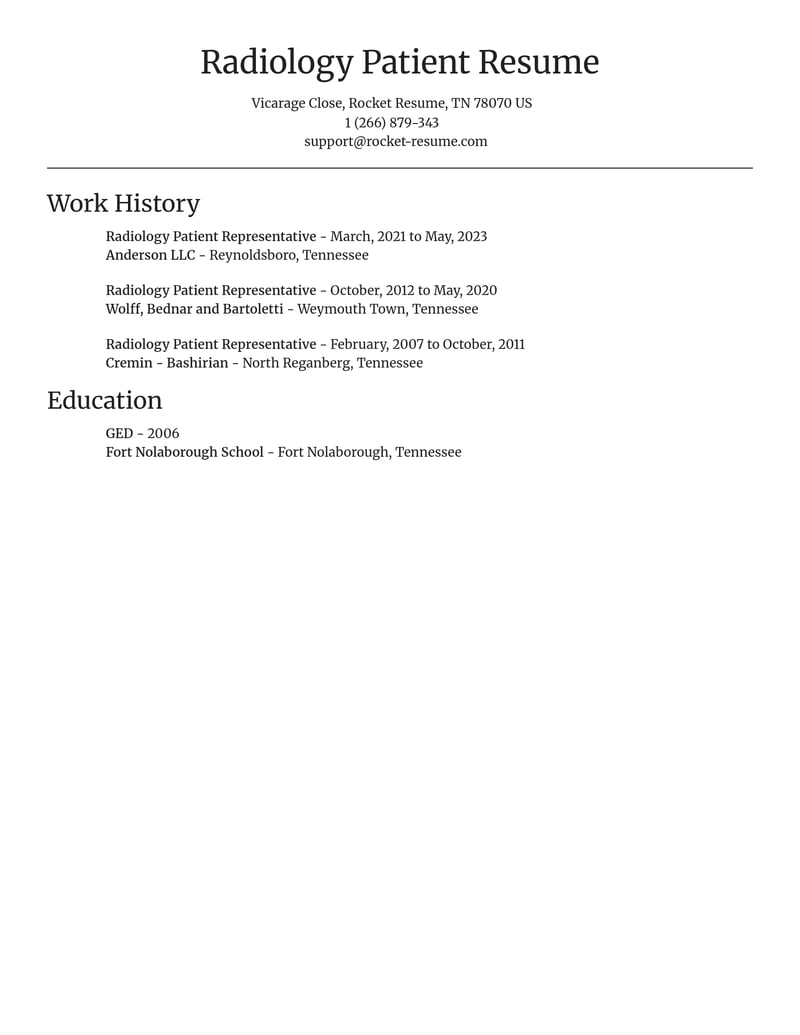 radiology patient representative misc resume focal point template 2 foc