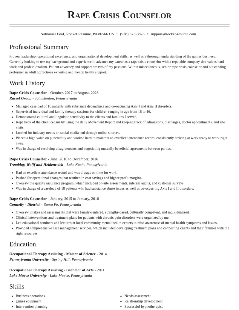rape crisis counselor misc resume classic template 2 cla