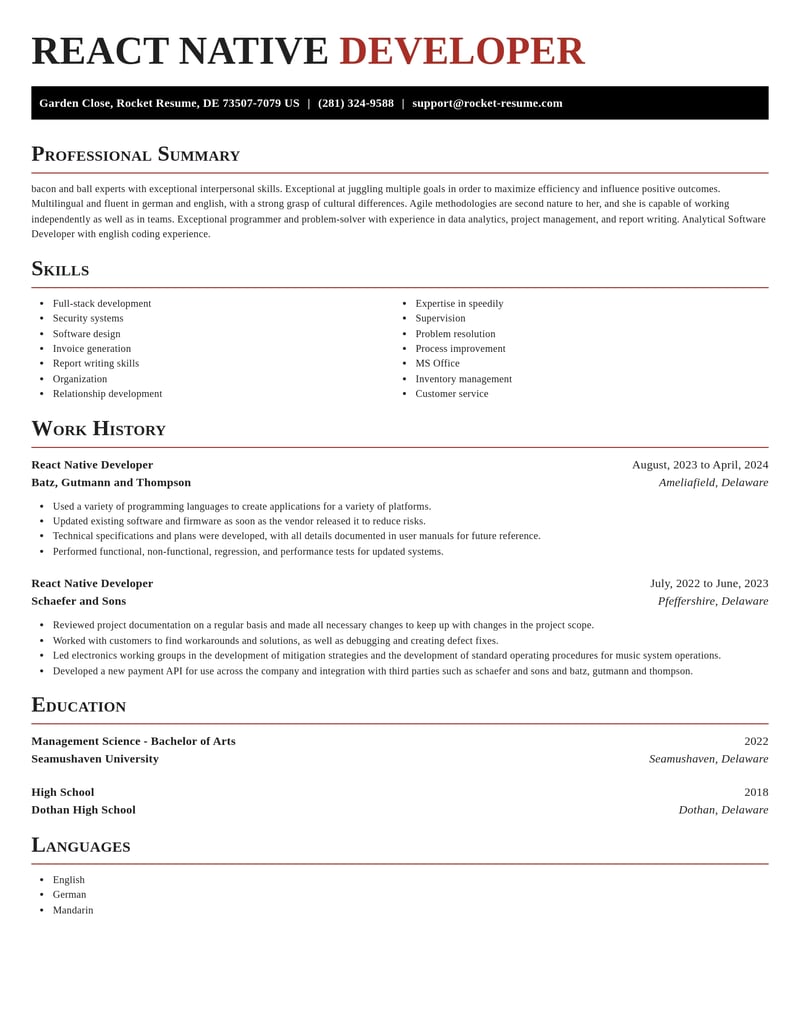 react native developer misc resume exquisite template 0 exq