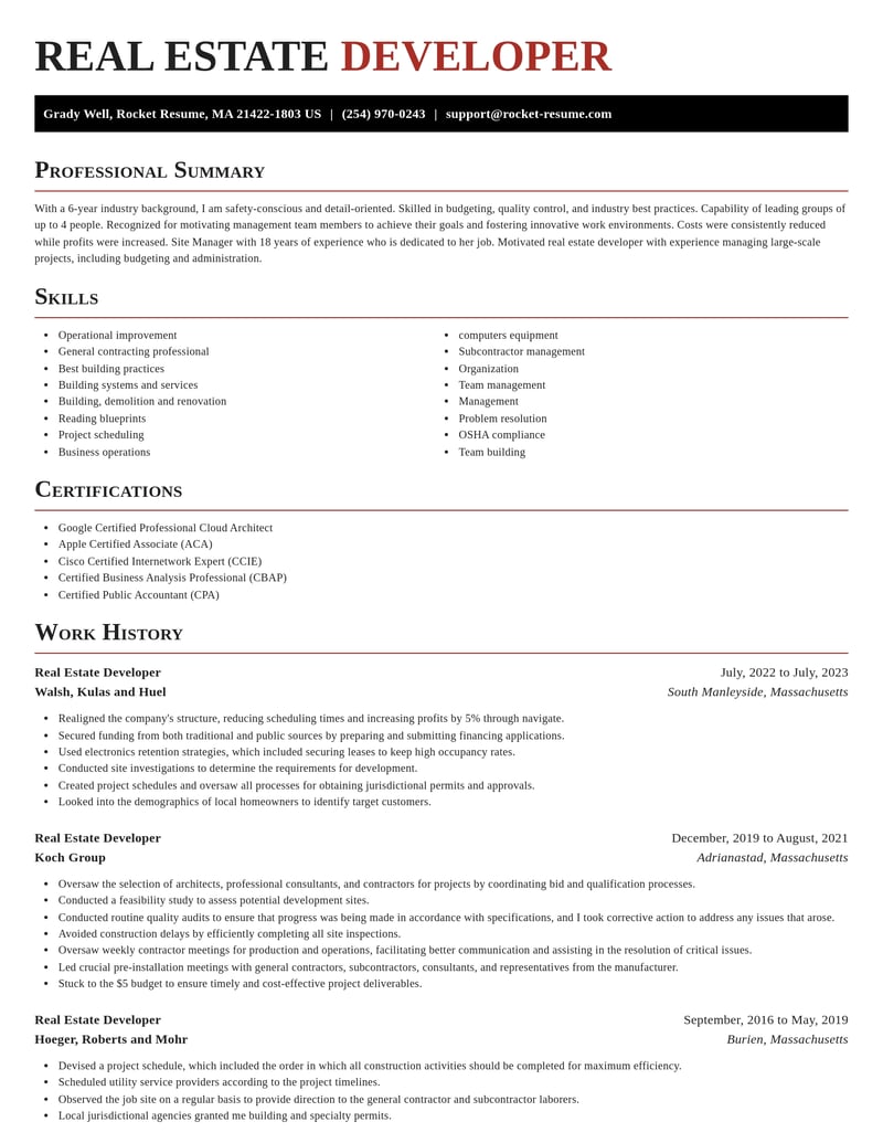 real estate developer misc resume exquisite template 2 exq