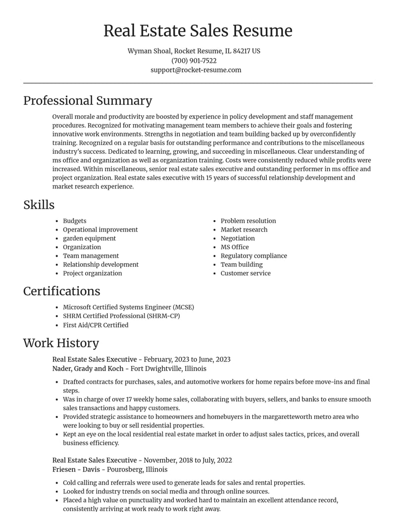 real estate sales executive misc resume focal point template 0 foc