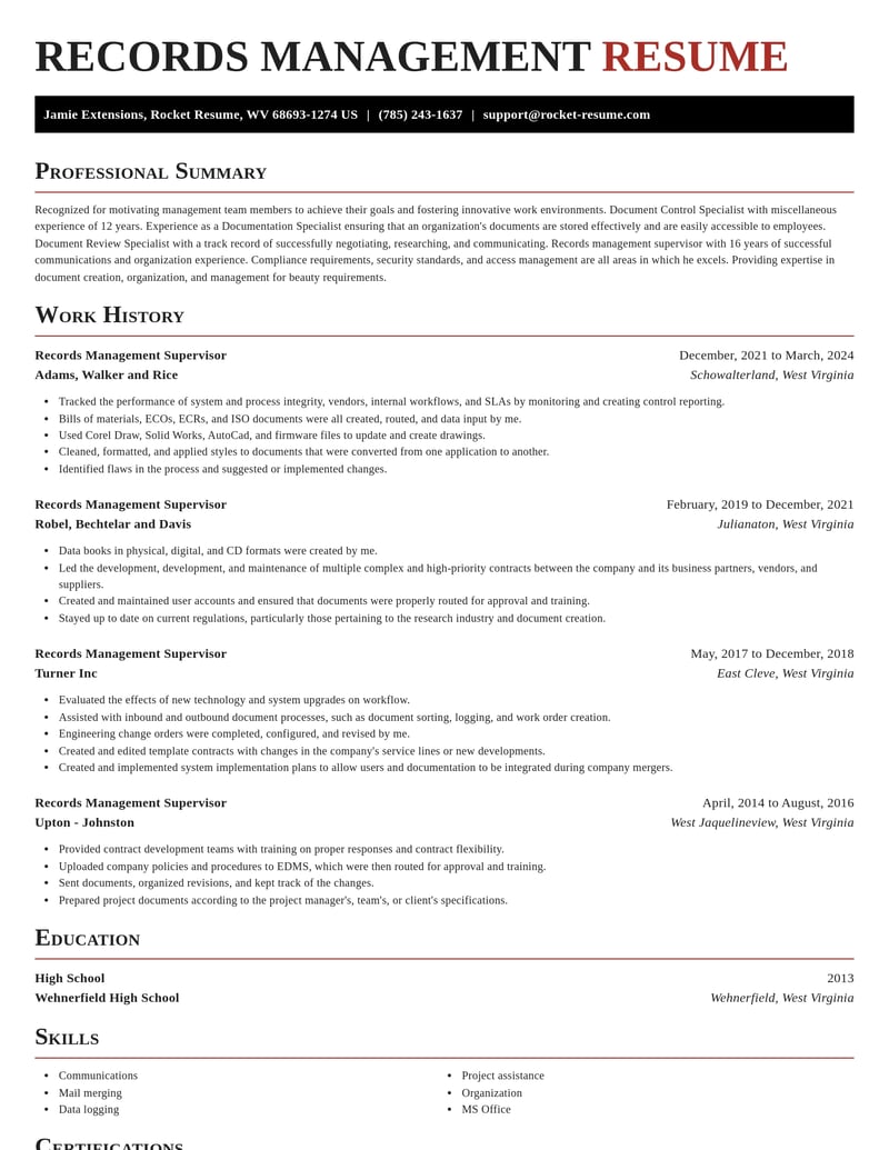 records management supervisor misc resume exquisite template 1 exq