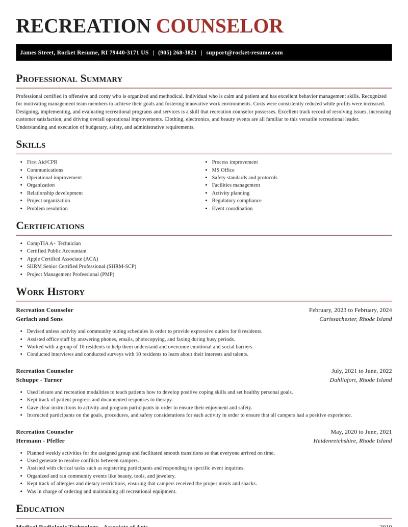 recreation counselor misc resume exquisite template 2 exq