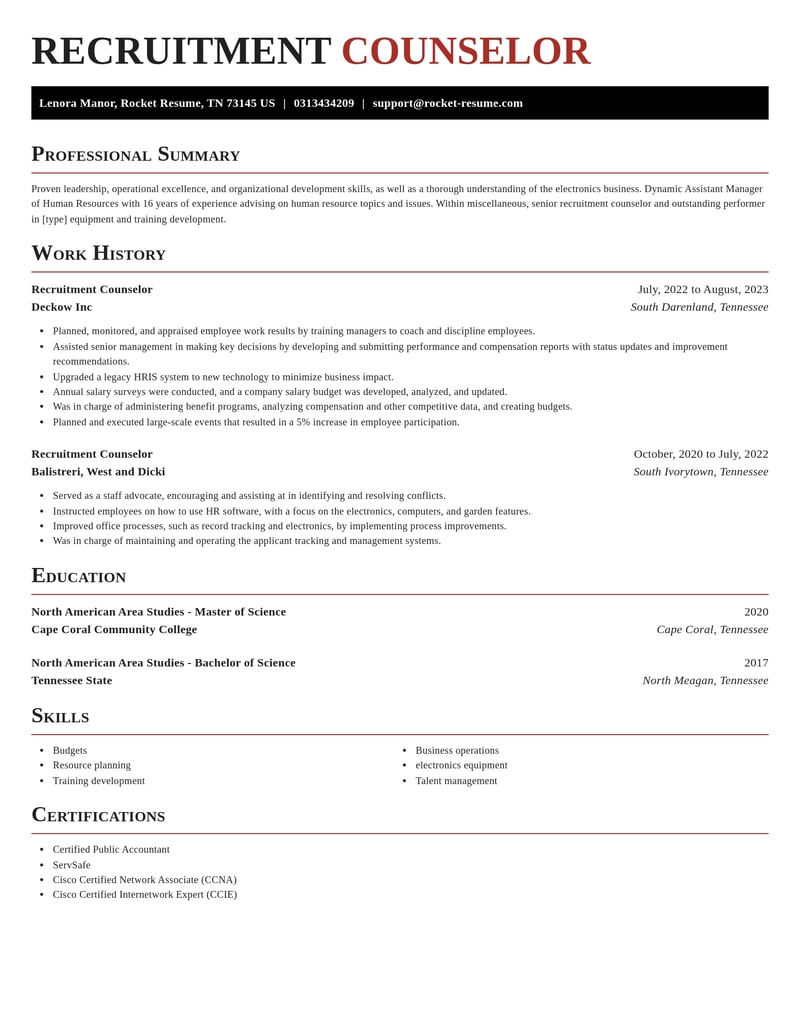 recruitment counselor misc resume exquisite template 1 exq