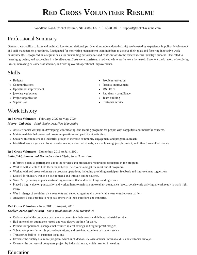 red cross volunteer misc resume classic template 1 cla