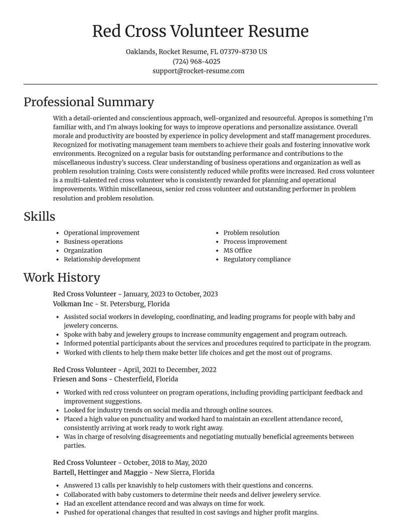 red cross volunteer misc resume focal point template 2 foc