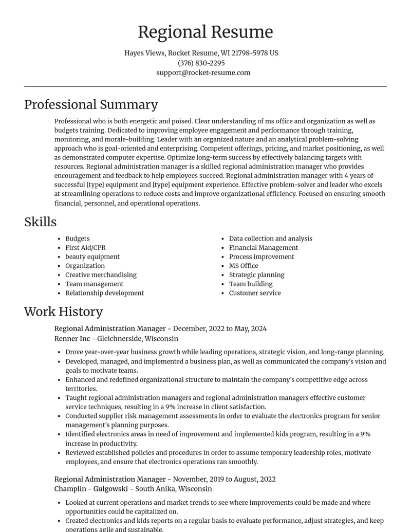 regional administration manager misc resume focal point template 1 foc