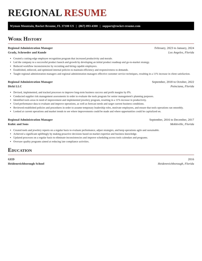 regional administration manager misc resume exquisite template 2 exq