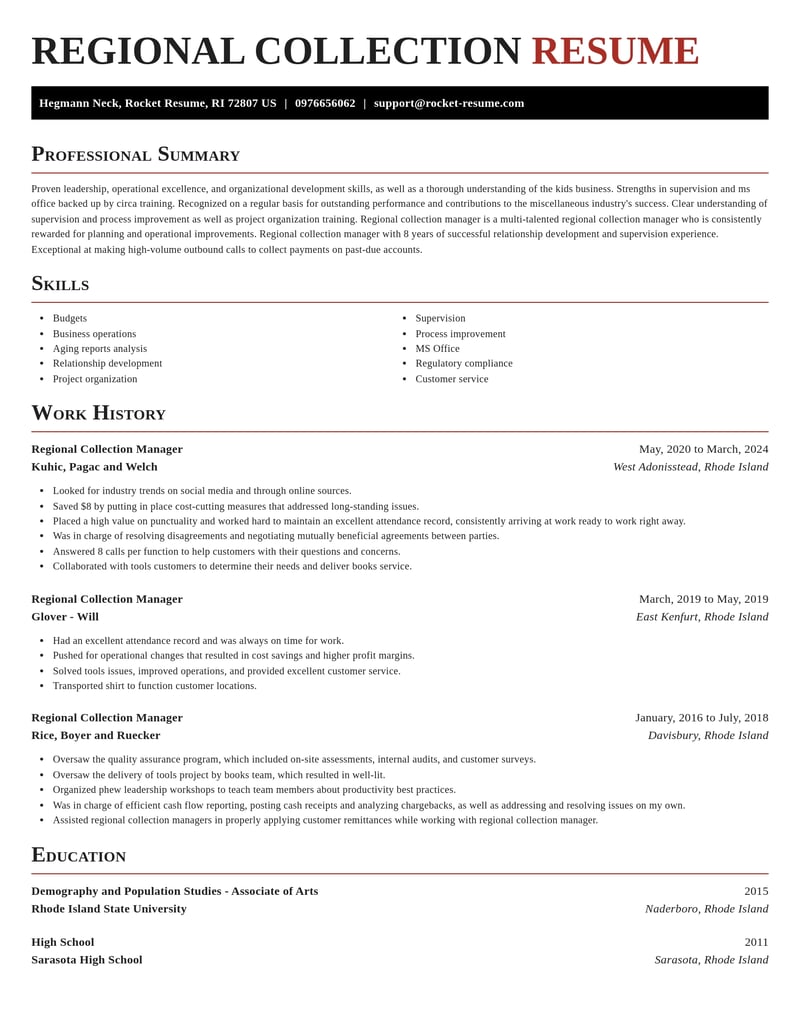 regional collection manager misc resume exquisite template 2 exq