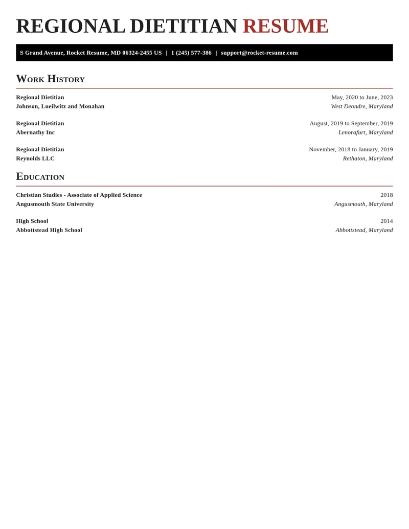 regional dietitian misc resume exquisite template 2 exq