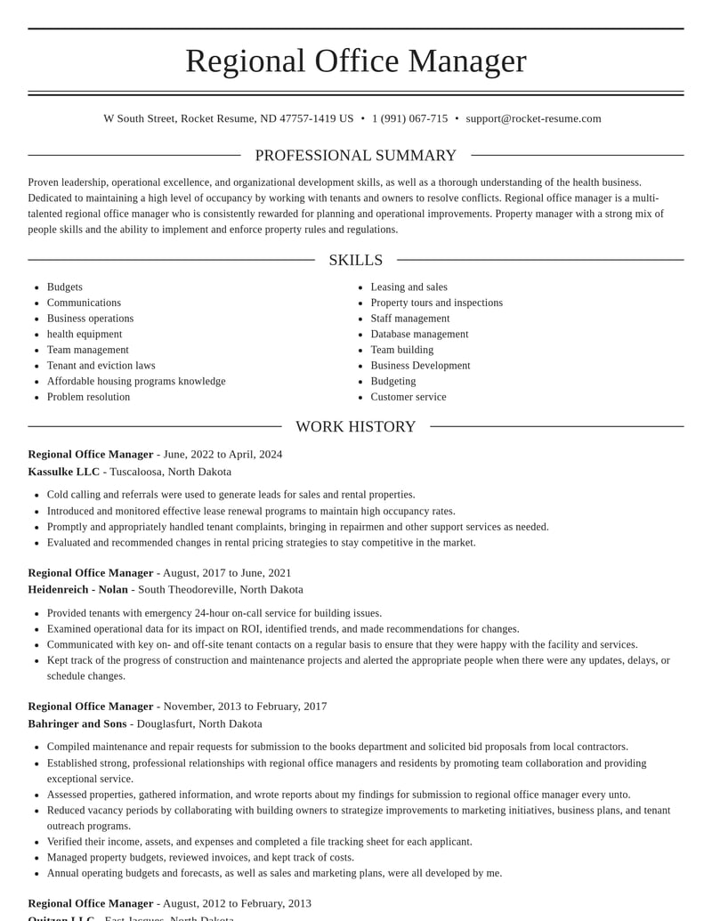 regional office manager misc resume elegant template 2 ele